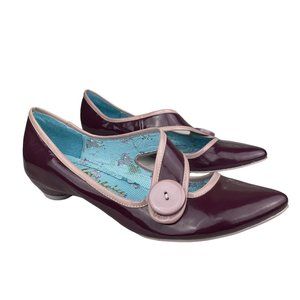 Irregular Choice Purple Strap Button Low Heel Ballet Flats Women's Size 8.5